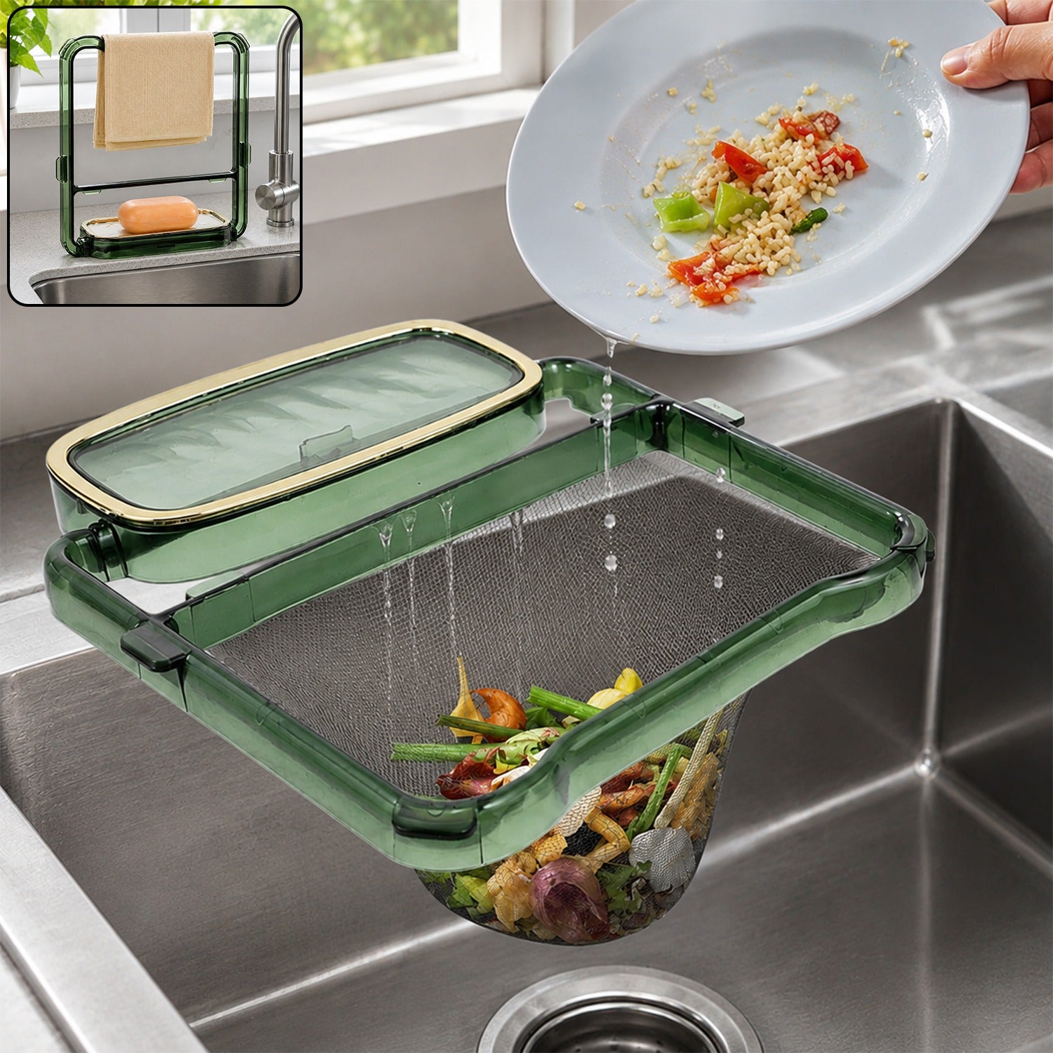 2-in-1 Bathroom Organizer – Self-Adhesive Soap Holder & Towel Rack