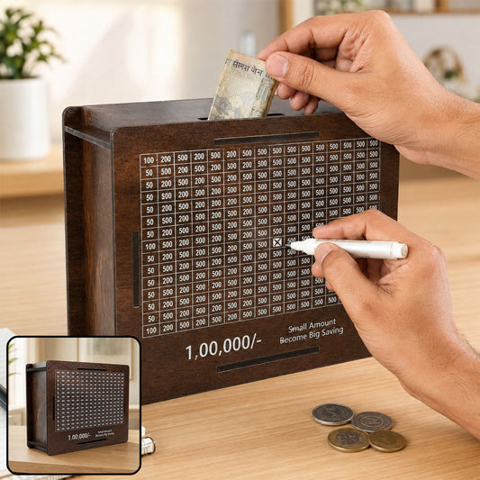 Wooden Piggy Bank Money Box – Motivational Savings Box for Kids