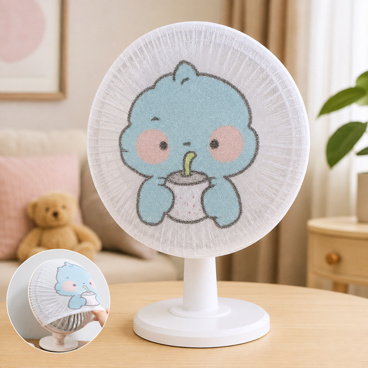 Cartoon Fabric Mesh Fan Cover – Elastic Fit & Child Safe