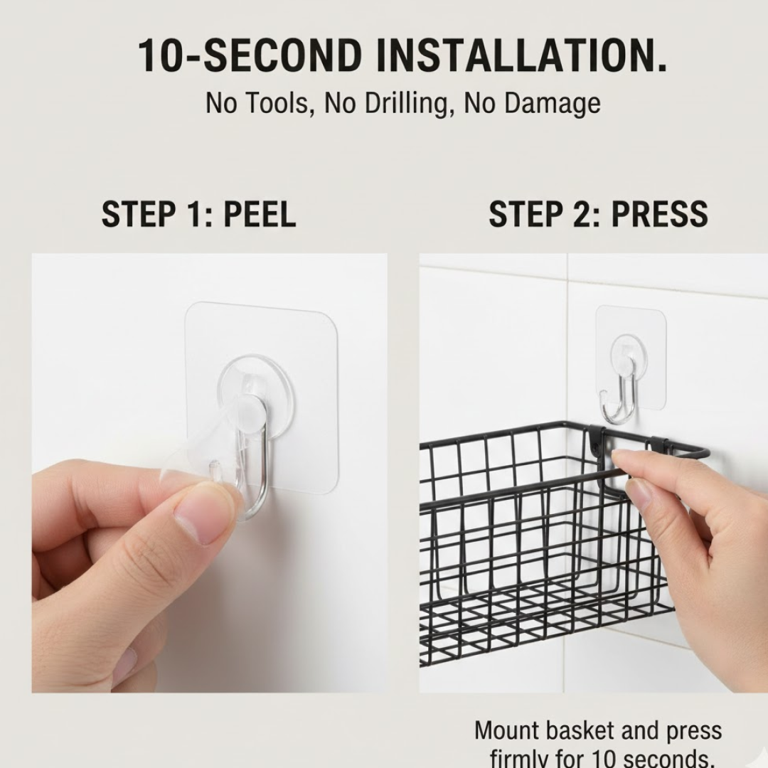 Metal Shower Basket / Canddy, for Bathroom Organiser (5 Pc Combo)