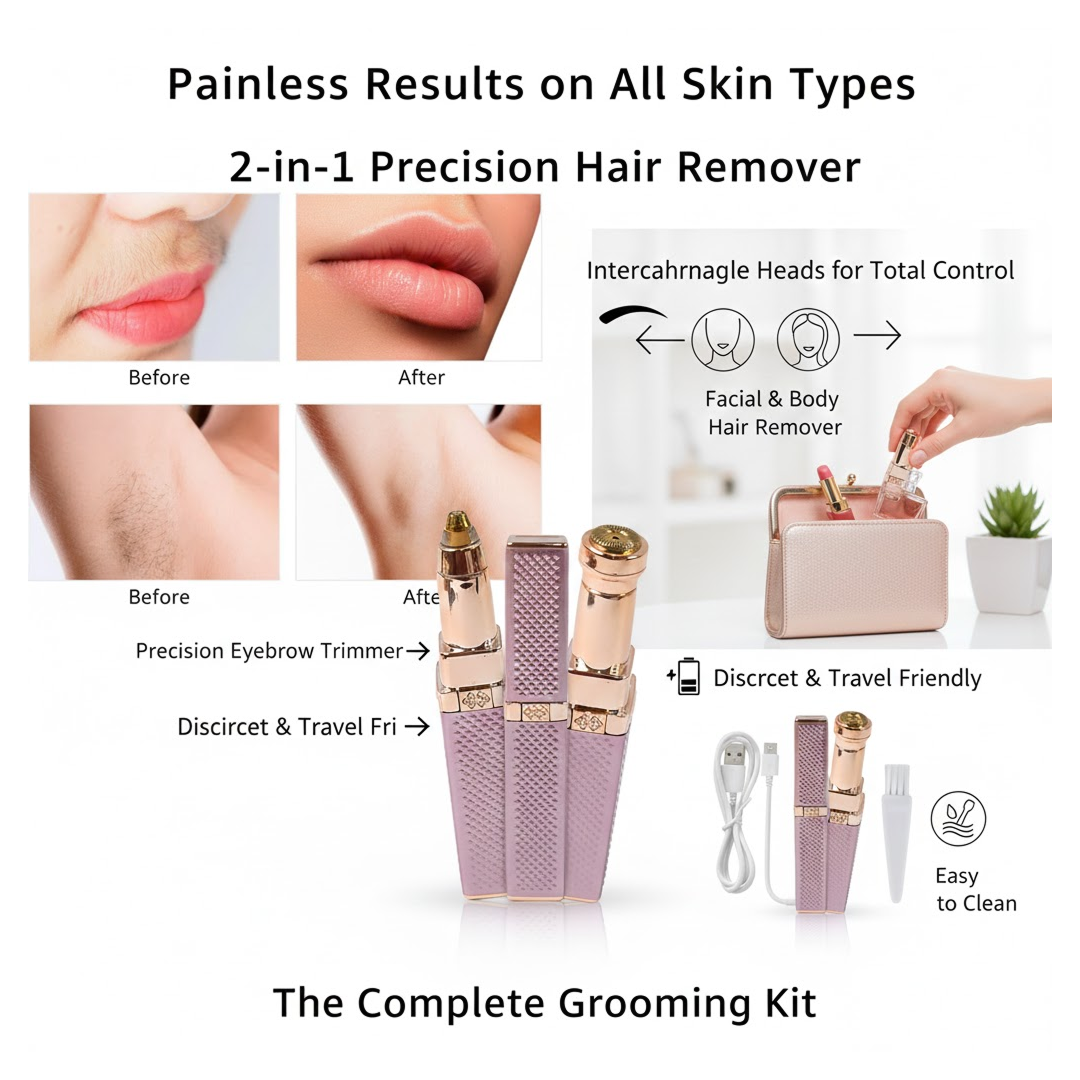 2-in-1 Eyebrow Razor & Painless Hair Shaver (1 Pc), Hair accessories