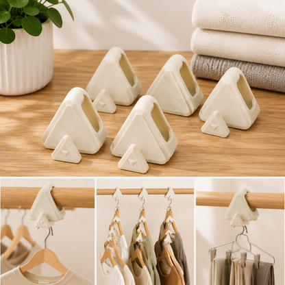 Plastic Triangle Hanger Connector Hooks – Space-Saving Wardrobe Organizer 5 Pcs