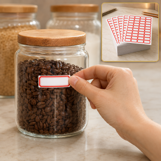 Red Border Label Stickers – Writable, Self-Adhesive 50 Sheets