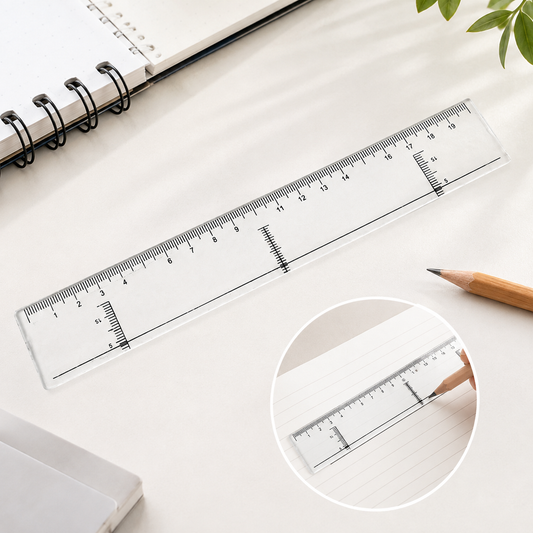 20 cm Transparent Plastic Ruler – Dual Scale for Precise Measurement