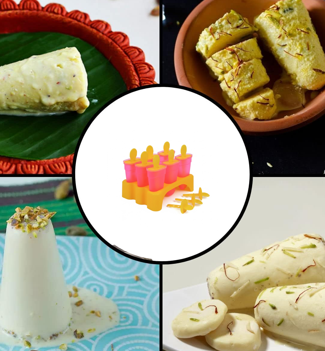 Kulfi Maker Moulds Set Plastic Homemade Kulfi Mould 6pcs Set For Freezer Use