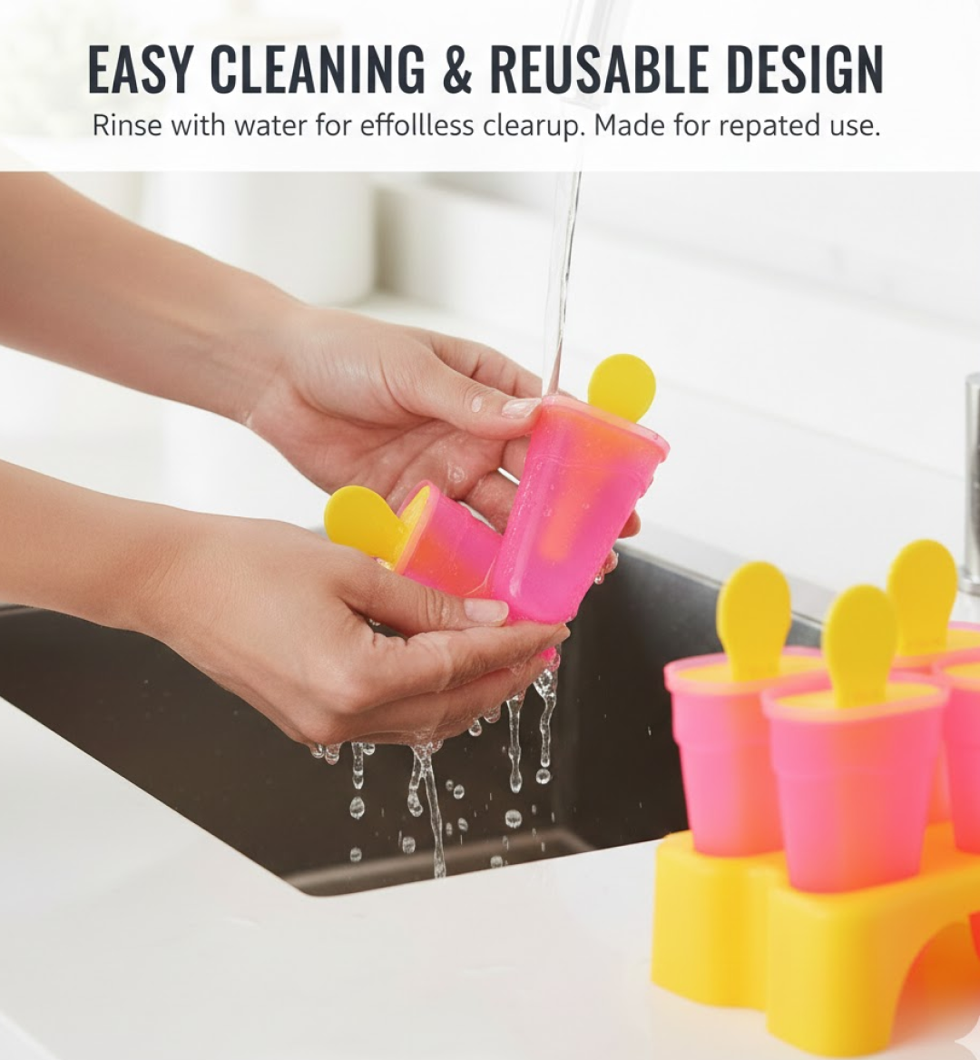 Kulfi Maker Moulds Set Plastic Homemade Kulfi Mould 6pcs Set For Freezer Use