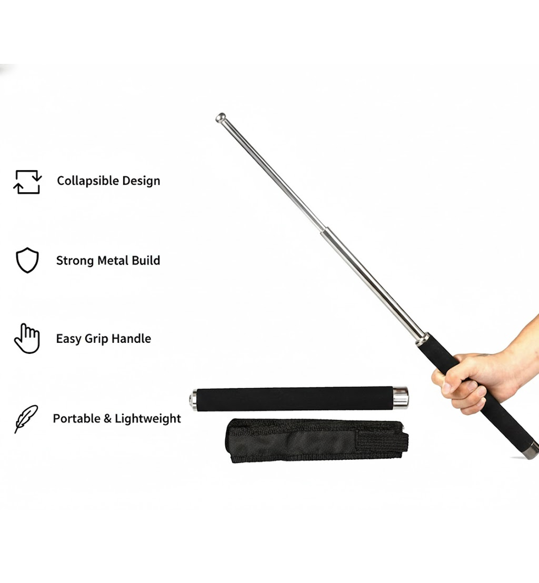 Multi-Function Collapsible Self Defense Stick Extended
