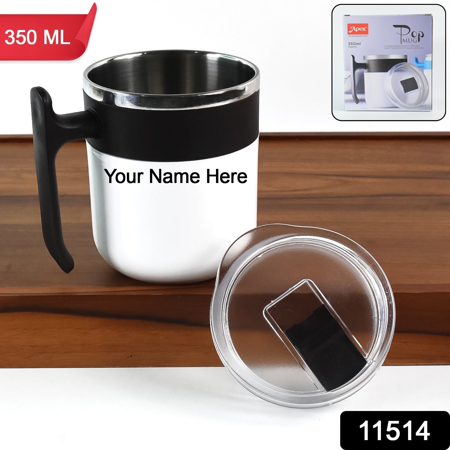 Customize Apex Stainless Steel Pop Inner Mug – 350 ml Approx Capacity (1 Pc)