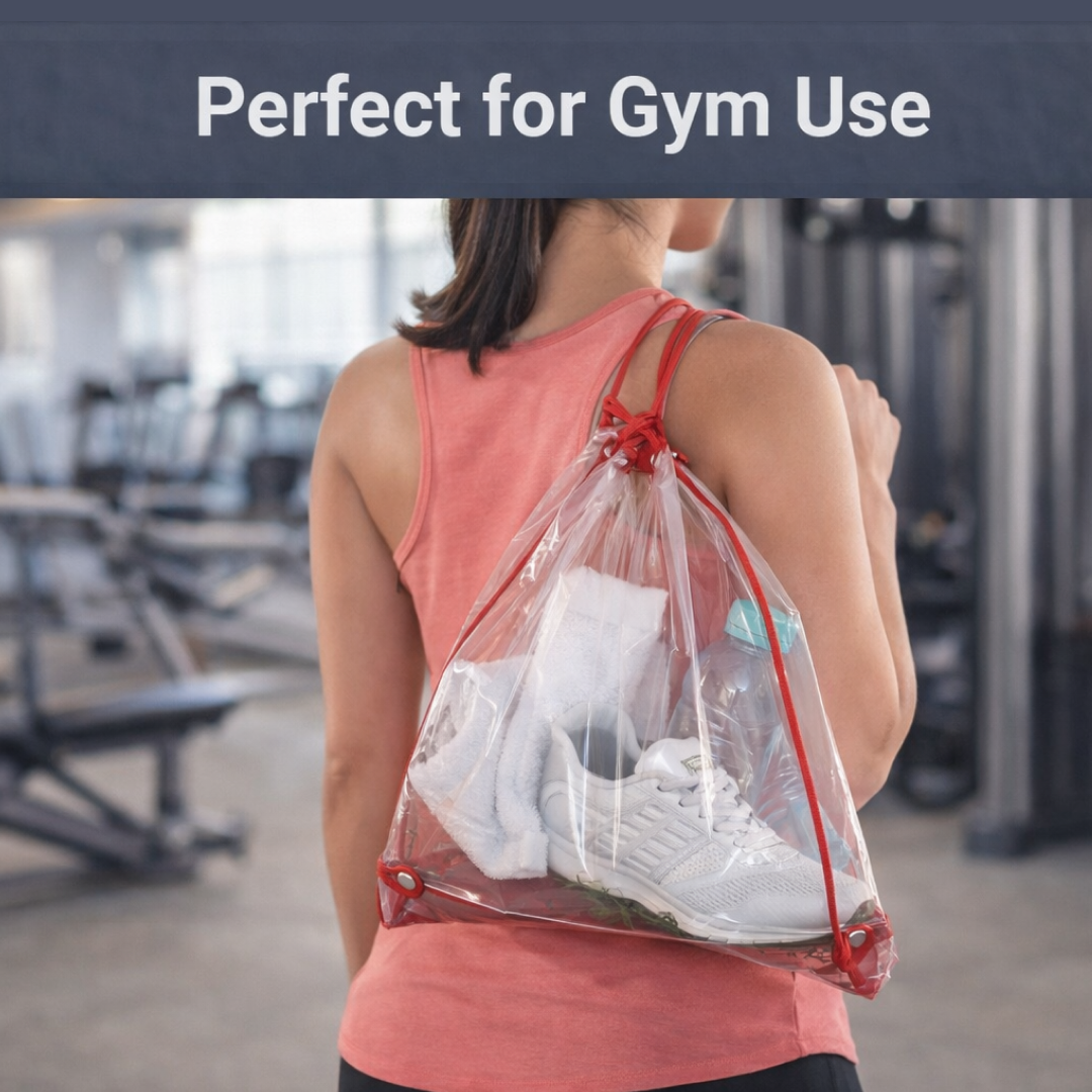 Transparent Waterproof Plastic Stadium Bag – Gym, Travel & Sports