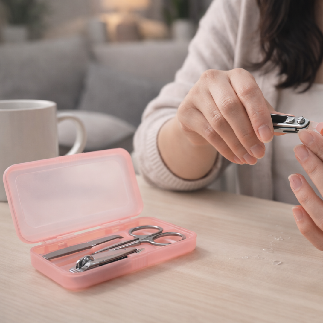 Nail clipper tools arranged neatly