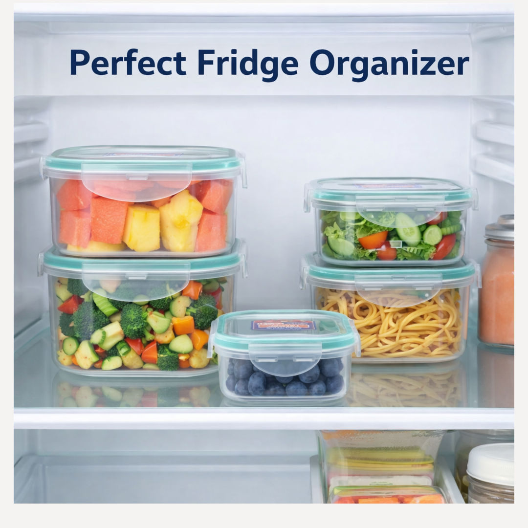 Kitchen Storage Containers Set – Fridge Organizer Lunch Boxes (5 Pcs)