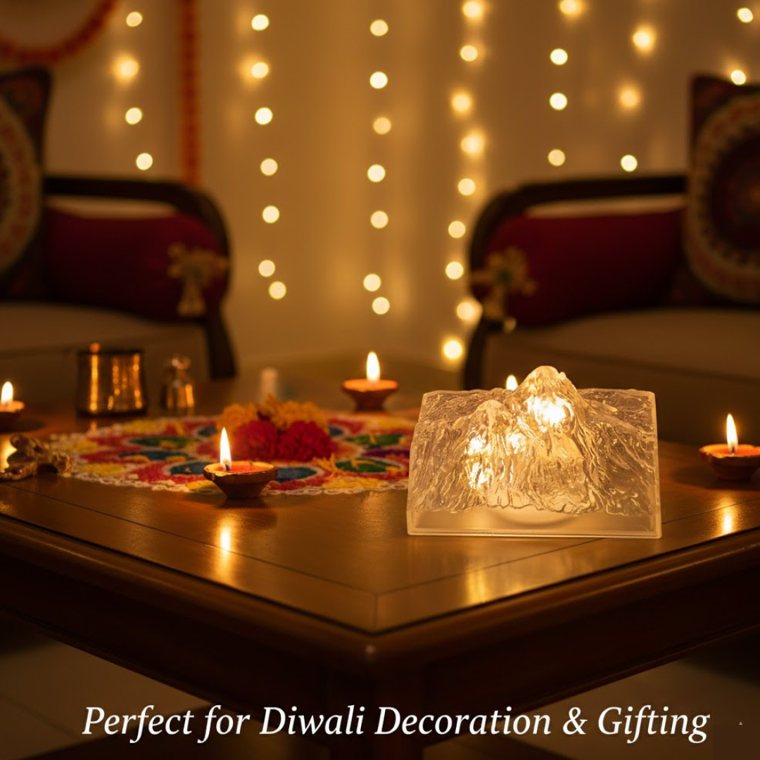 Unique Plastic Night Light: Flameless LED, Diwali (Iceberg Design, Gift)