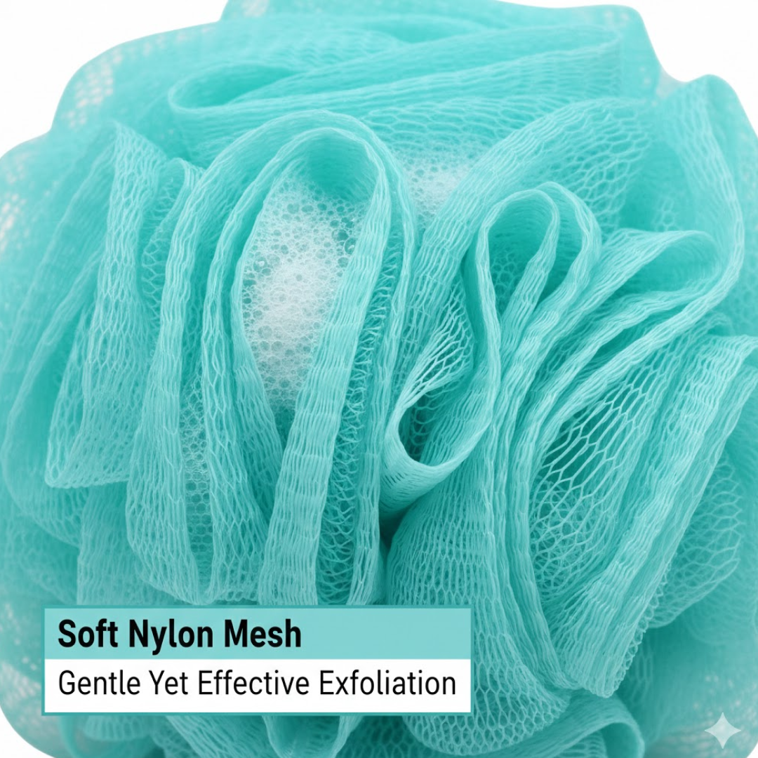 Loofah Back Scrubber with Long Handle, Soft Nylon Mesh Bath Brush (45 Cm)