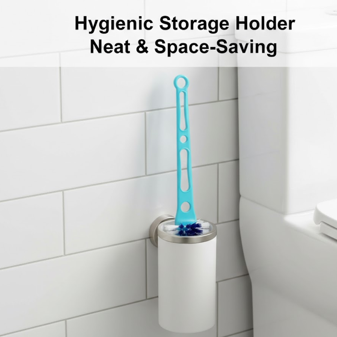 Side view of double hockey stick shaped toilet brush