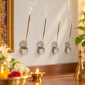Wall-Mounted Agarbatti Holders – Set of 4 with Silver Finish