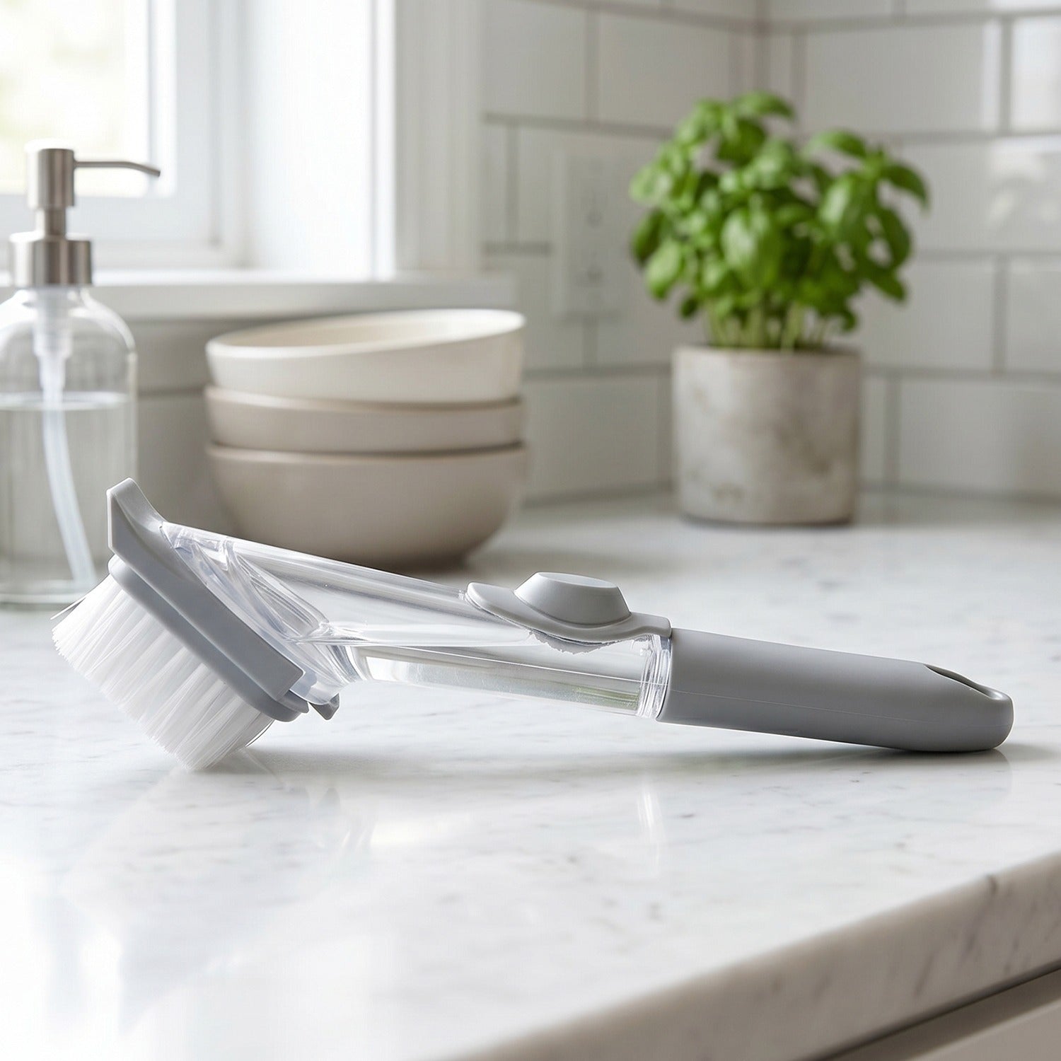 Soap Dispensing Dish Scrub Brush Refillable Kitchen Cleaning Brush (1 Pc)