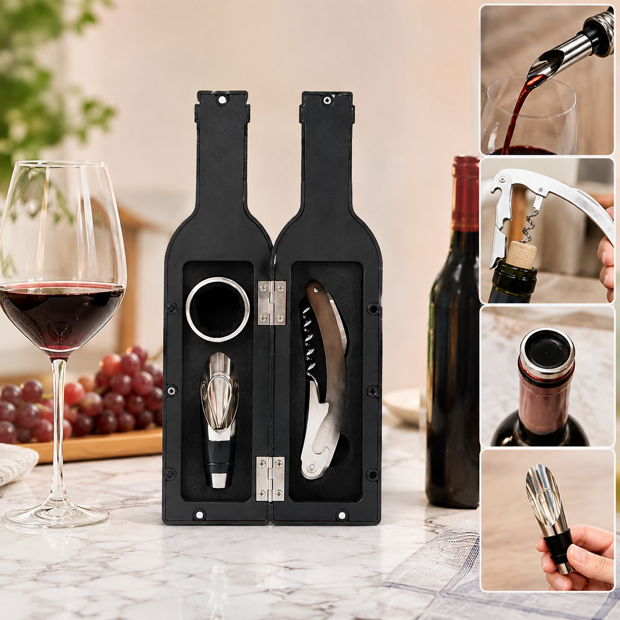 Wine Accessory Gift Set – 4-in-1 Stainless Steel Bar Tools