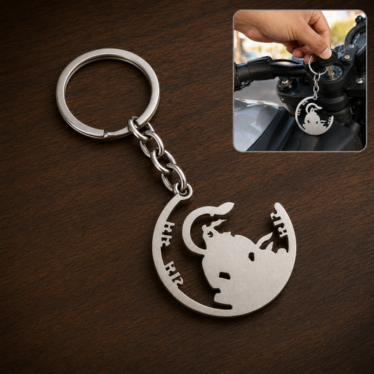 Jai Shri Ram Keychain – Hanuman Silhouette Metal Keyring