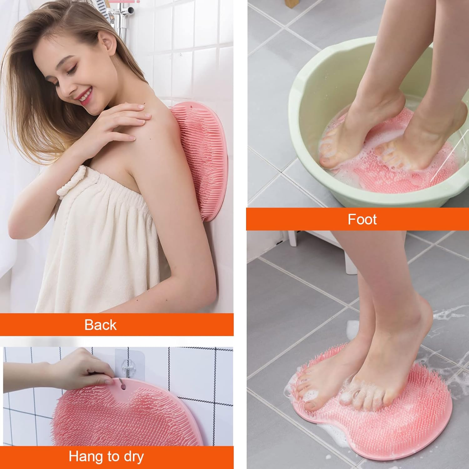 Silicone Bath Massage Cushion – Suction Cup Exfoliating Foot Scrubber & Mat