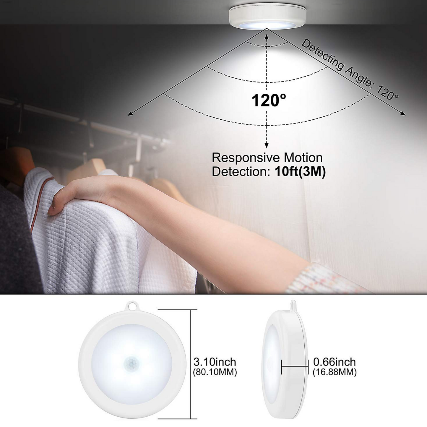Round Shape 8 LED Motion Sensor Induction Led Light (1 Pc)