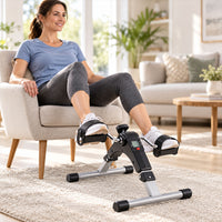 Foldable Mini Cycle Pedal Exerciser with Resistance Knob and Display (1 Set)