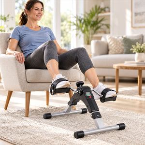 Foldable Mini Cycle Pedal Exerciser with Resistance Knob and Display (1 Set)