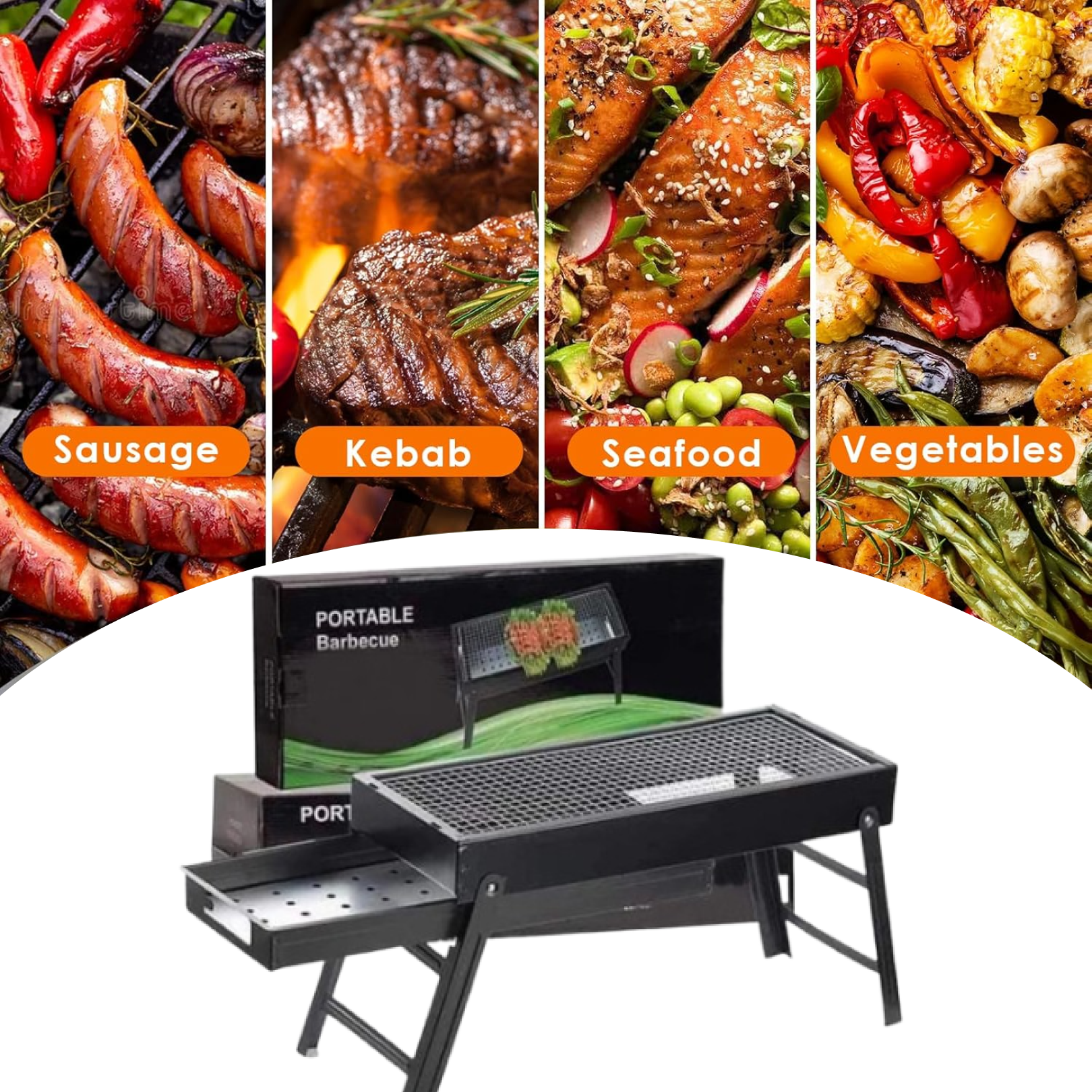 Folding Portable Barbeque BBQ Grill Set for Outdoor and Home