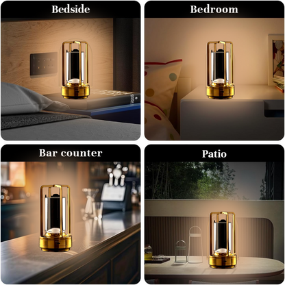 Crystal Lantern Lamp, Crystal Lantern Table Lamp, 3 Colors Rechargeable Cordless Led Lights for Restaurant / Bedroom Lights (1 Pc)