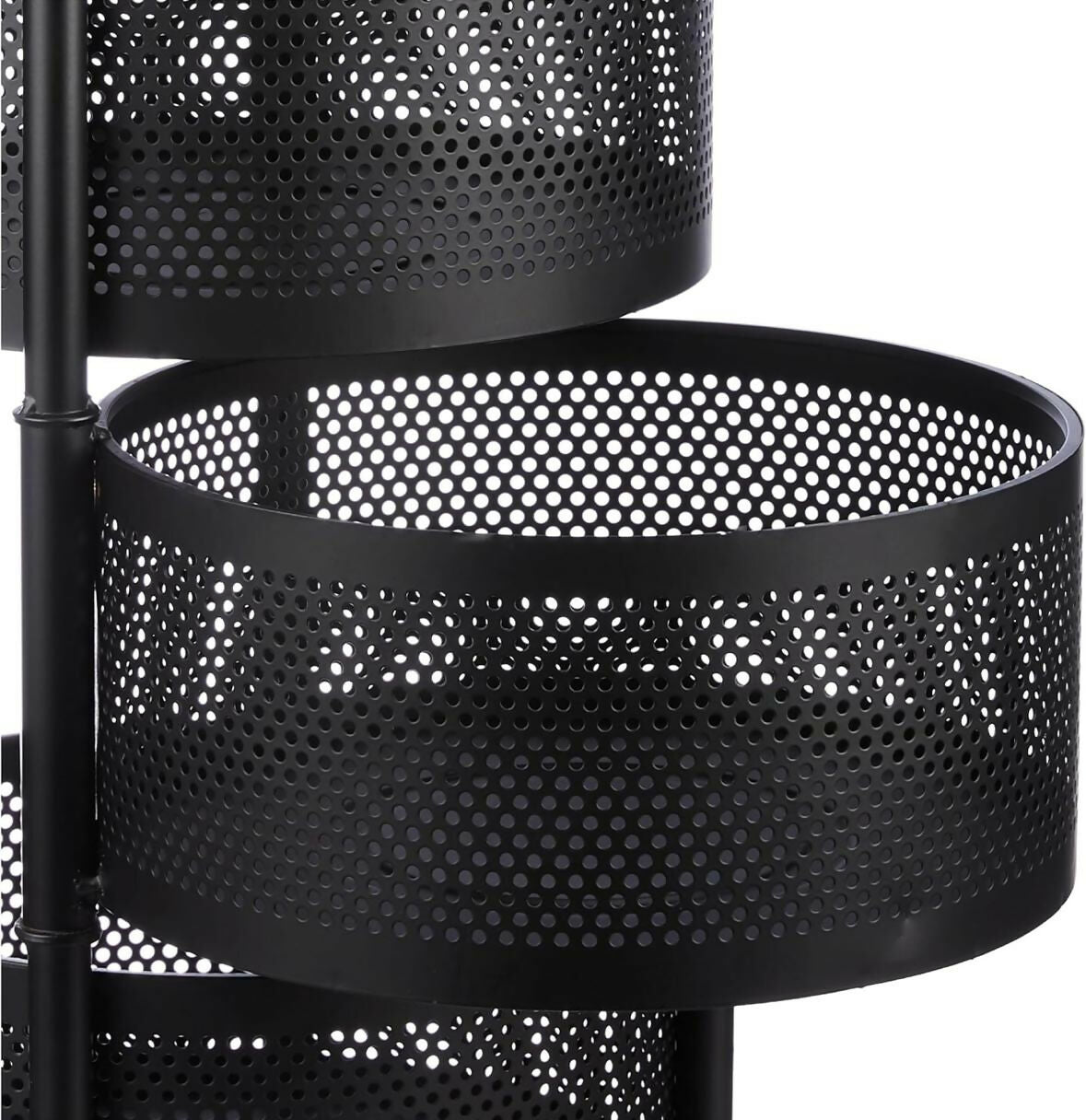 Compact Round 2-Layer Kitchen Trolley with Ventilated Mesh Baskets & Four Swivel Wheels