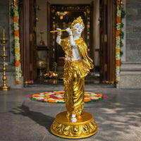 Lord Krishna Flute Idol Decorative Showpiece Golden Finish Statue