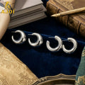 Elegant Silver-Tone Chunky Hoop Earrings for Women & Girls – Stylish Round Design (Set Of 2)