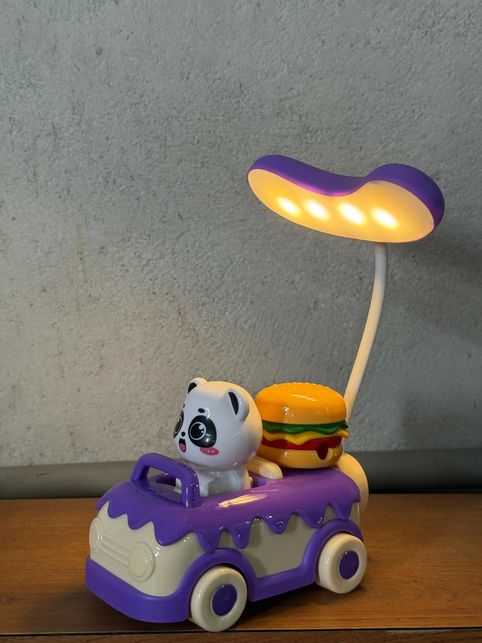 Purple Panda Car LED Desk Lamp with Pen Holder Kids Study Table Lamp