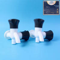 White Plastic Bib Cock Water Tap for Bathroom & Kitchen – Wall Mounted Faucet with Smooth Flow (2Pc)