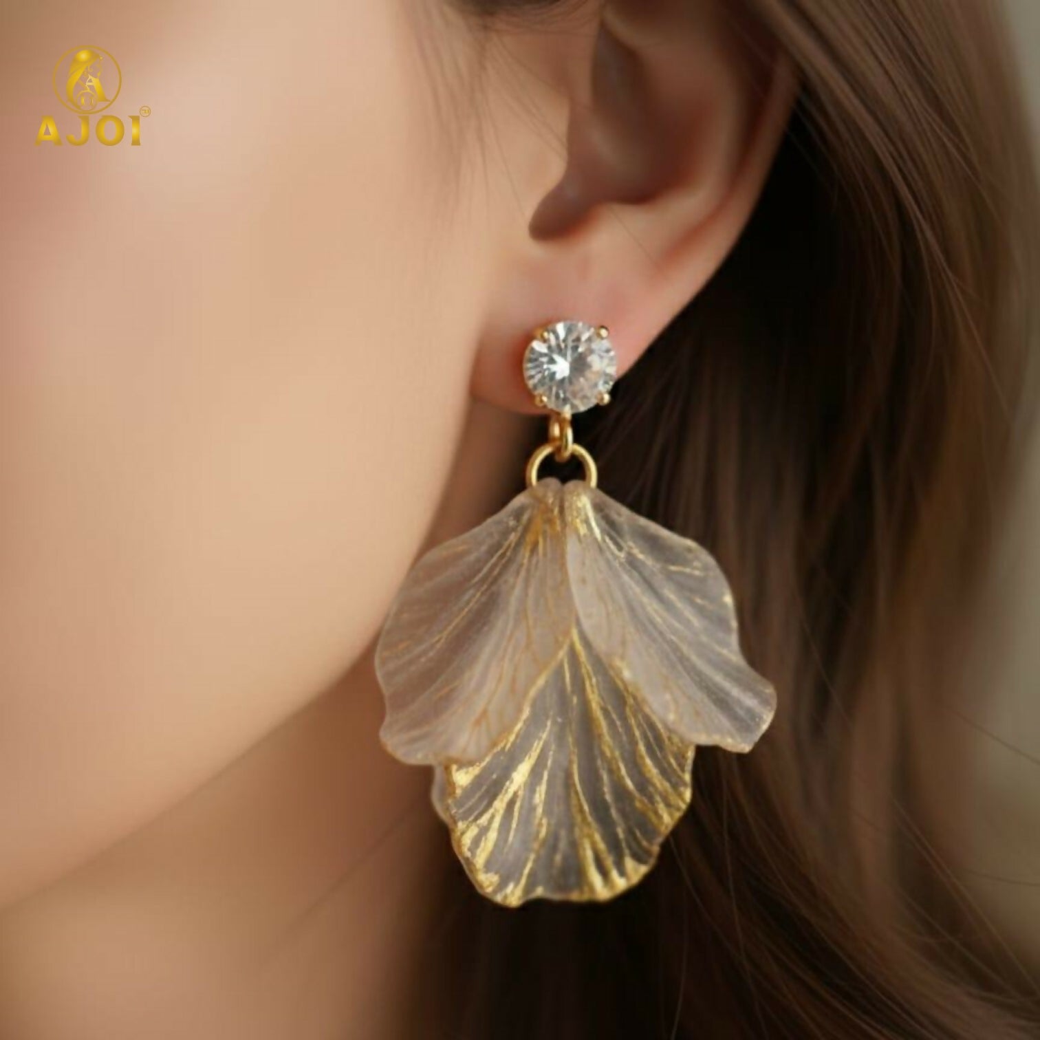 Transparent Leaf Design Drop Earrings Combo (3 Pair Set)