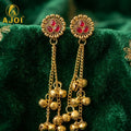 Antique Gold Floral Stud Earrings – Traditional Craftsmanship & Style