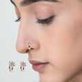 Silver Plated Non-Piercing CZ Nose Pin Set – Flower & Star Design