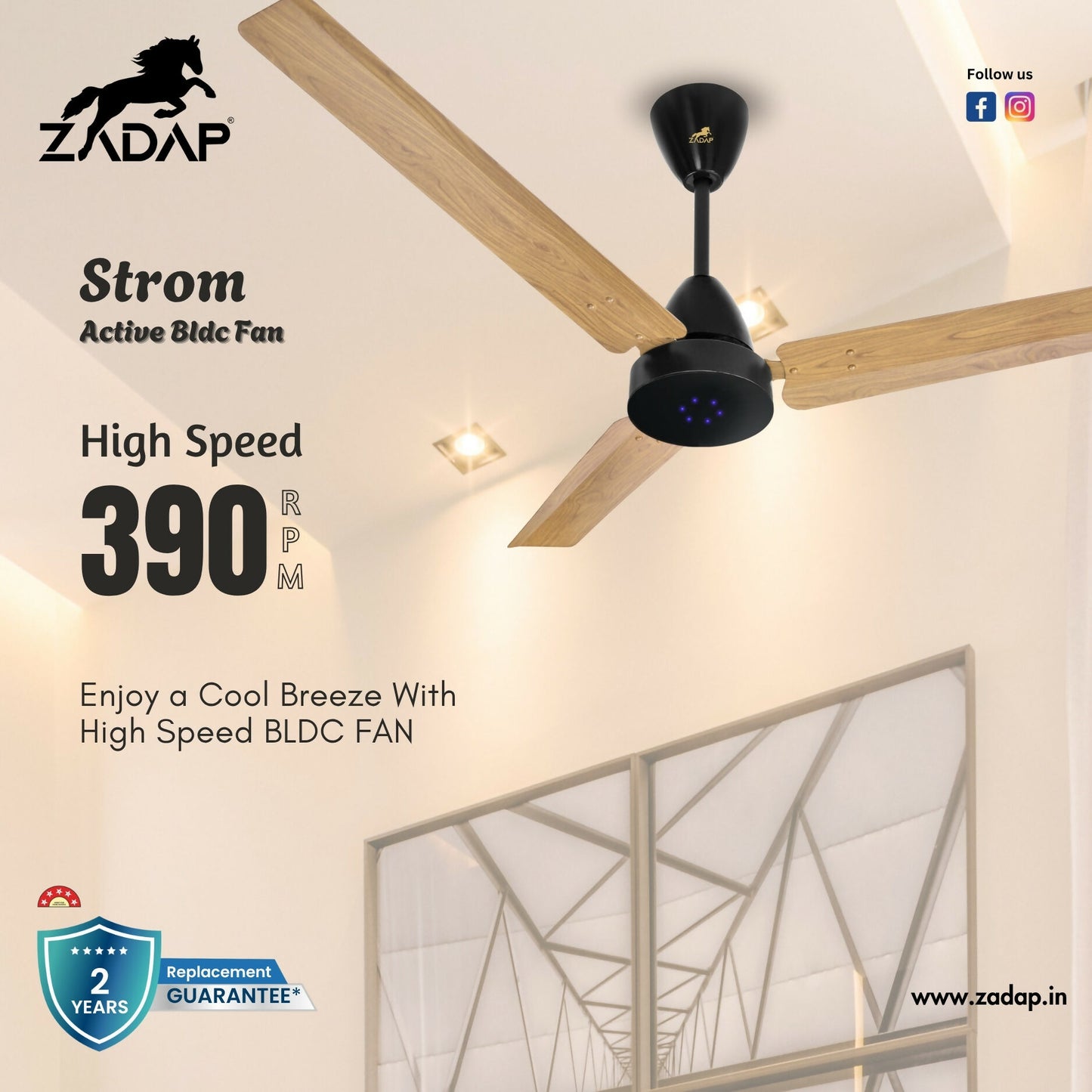 Zadap STROM High Speed BLDC Fan with Remote