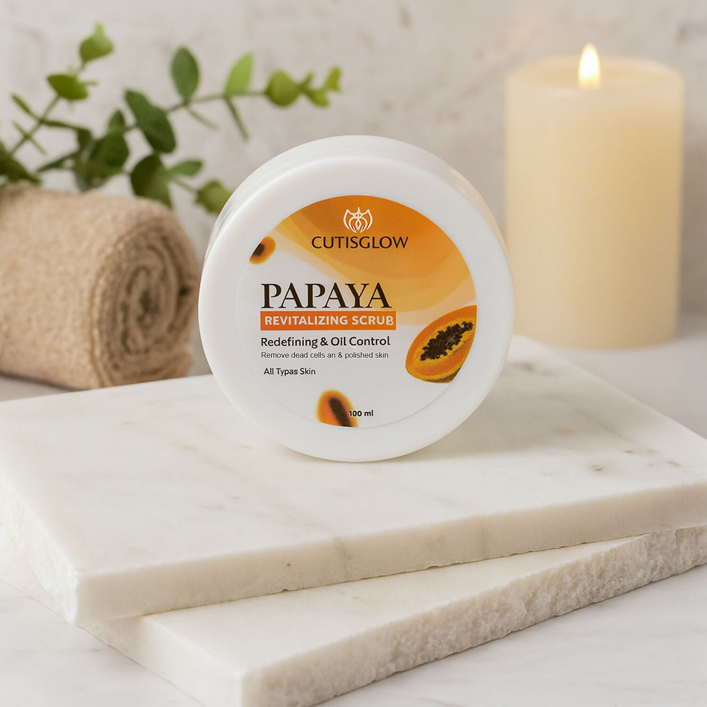 Eyelet Papaya Revitalizing Scrub – Exfoliating Face & Body Scrub for Oil Control, Dead Skin Cell Removal & Smooth Polished Skin (100ml)