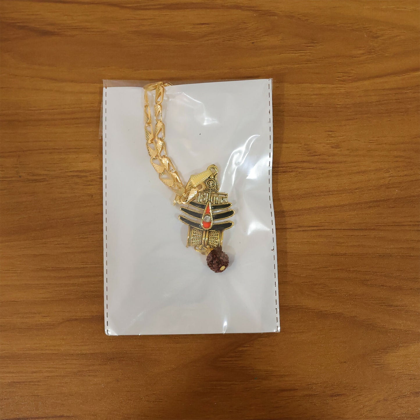 Mahakal Trishul Rudraksha Pendant Gold Chain Necklace