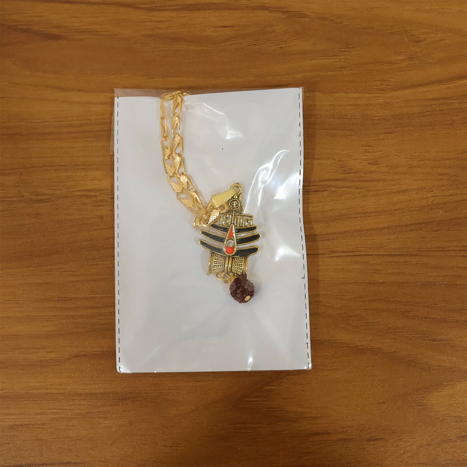 Mahakal Trishul Rudraksha Pendant Gold Chain Necklace