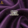 Silver Adjustable Ring – Modern Stack Style with Crystal Detail