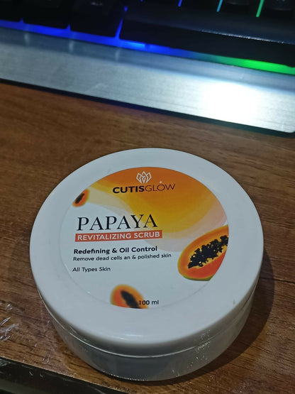 Eyelet Papaya Revitalizing Scrub – Exfoliating Face & Body Scrub for Oil Control, Dead Skin Cell Removal & Smooth Polished Skin (100ml)
