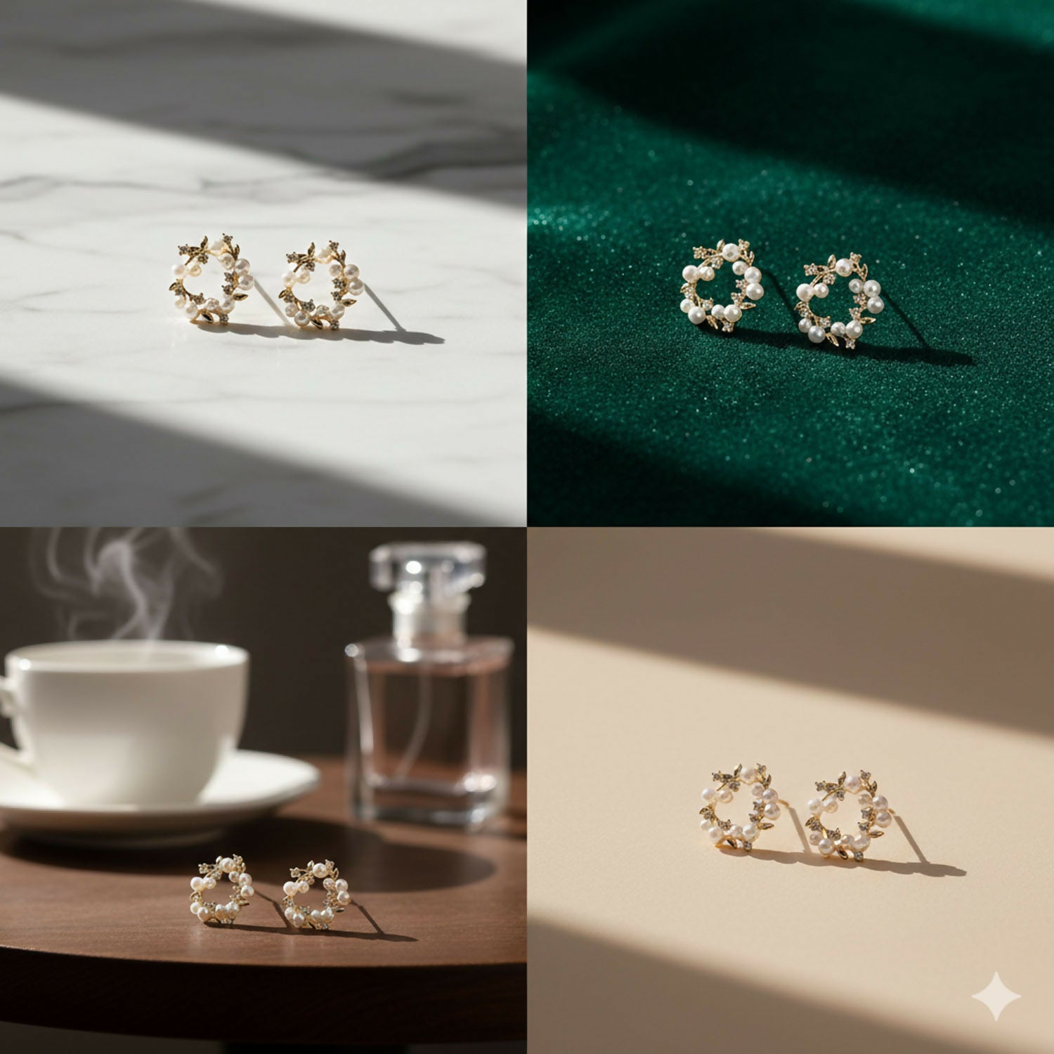 Romantic Golden Vine Pearl Studs – Timeless Floral Circle Earrings for Party Wear