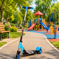 KIXY Kids 3 Wheel Foldable Scooter with Adjustable Height Handlebar, LED Wheels & Spring Suspension