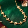 Gold-Plated Pearl Floral Necklace – Elegant wedding & festive jewelry