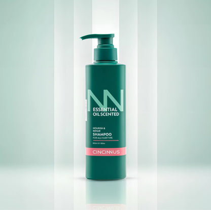 Application of nourishing shampoo on damp hair