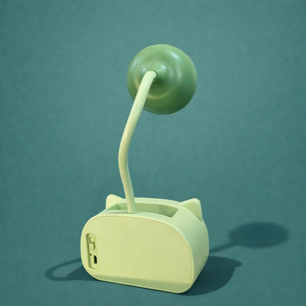 Green Kids Desk Lamp with Pencil Sharpener and Pen Holder Study Table Light