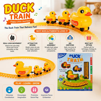 Duck train toy with light and sound