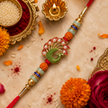 Premium Peacock Designer Rakhi for Brother | Handmade Pearl & Beads Raksha Bandhan Rakhi