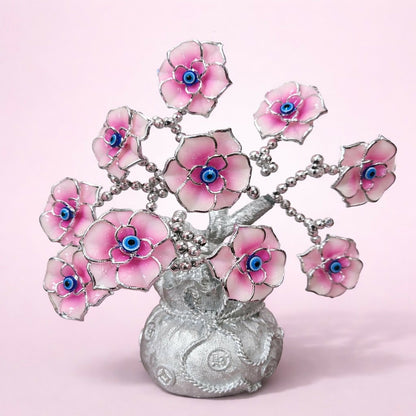 Pink Evil Eye Flower Tree Showpiece for Home Decor & Positive Energy
